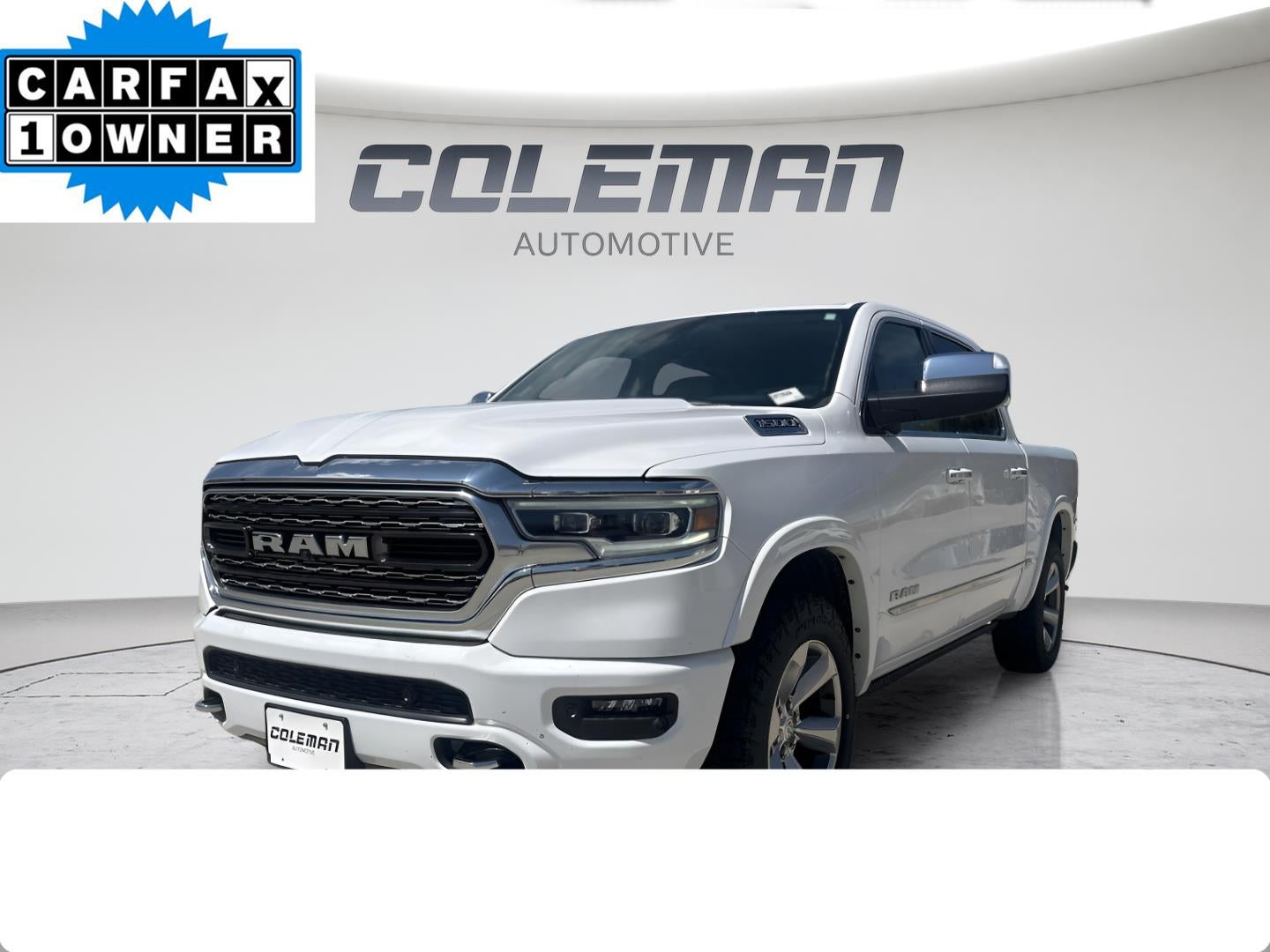 2021 RAM 1500 Limited in White — front three-quarter view
